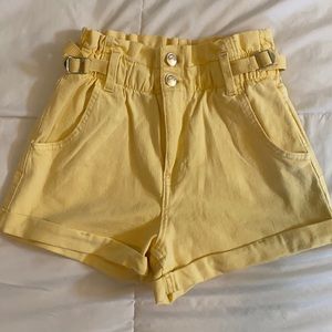 BERSHKA Yellow Jean Shorts